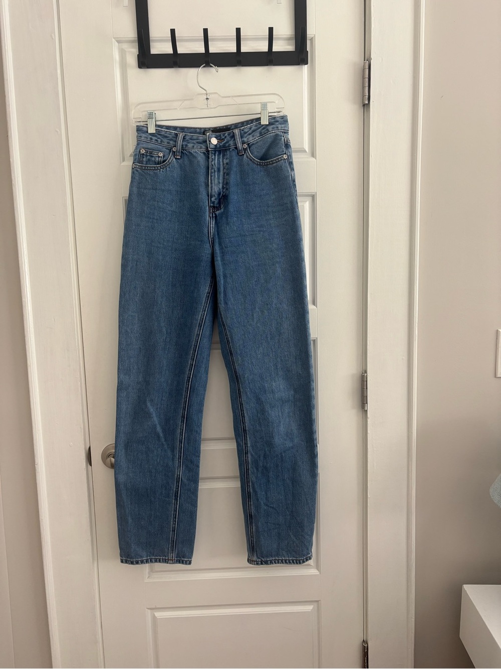 English Factory Straight Leg Jeans in Medium Blue Wash